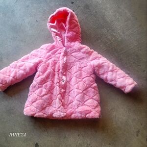 London Fog Faux Fur Coat Girl's Size M/ 5-6 Pink